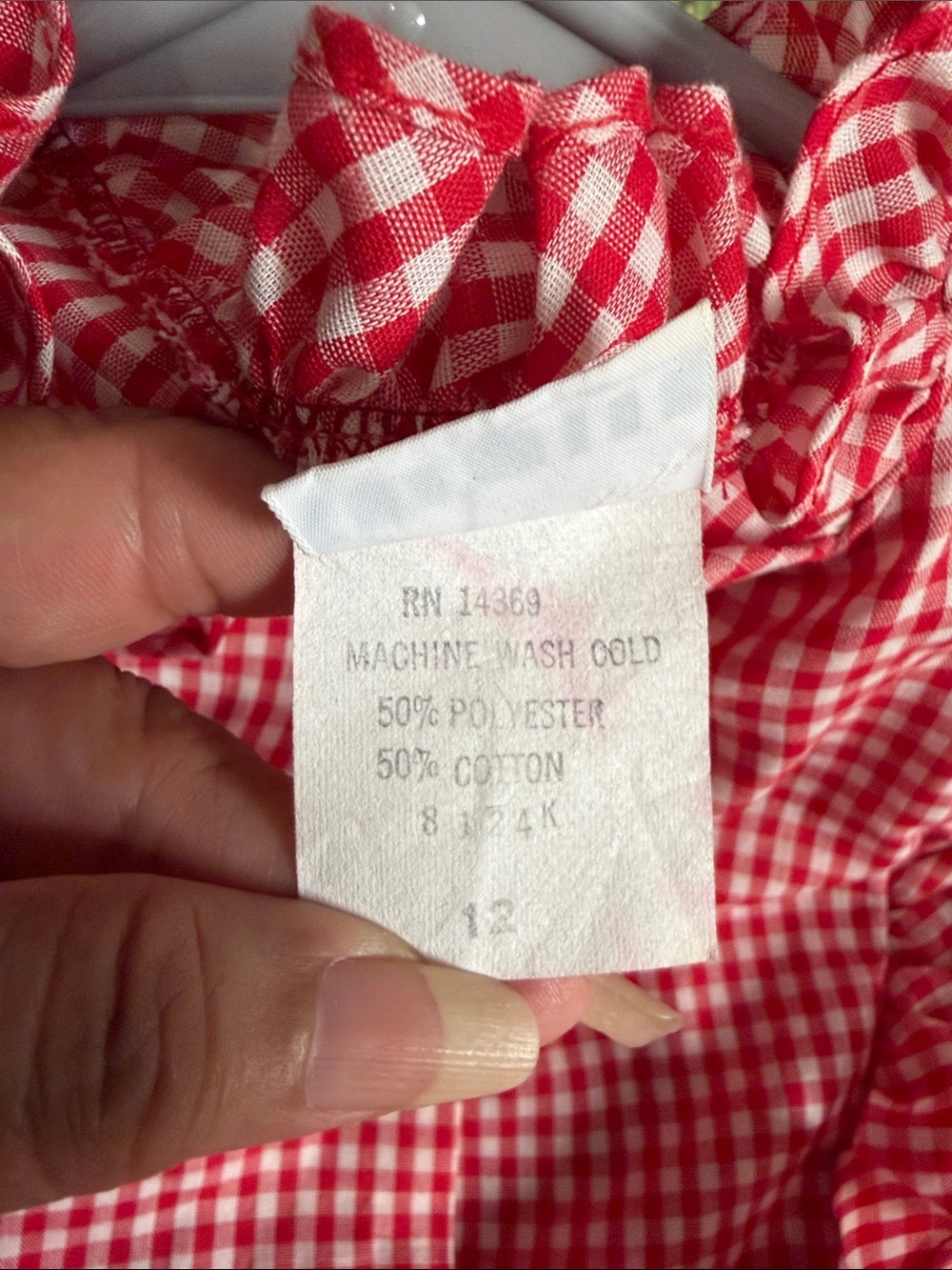 Girls' Red Gingham Ruffle Button-Down Shirt - Picture 6 of 6